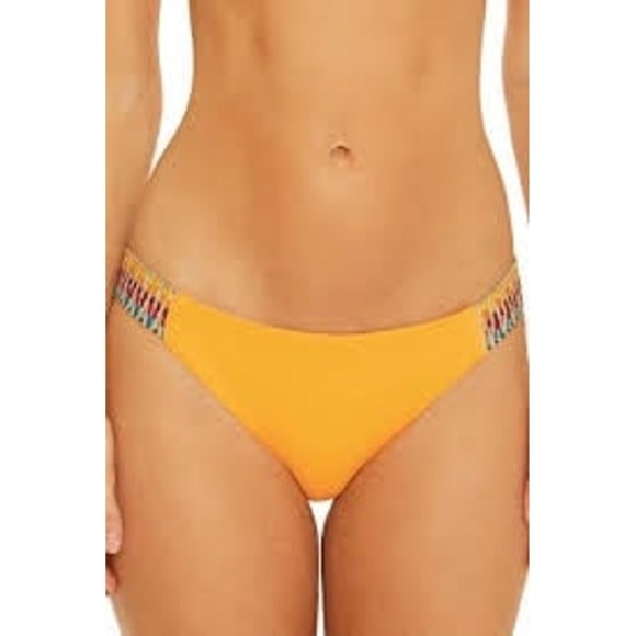NEW Becca Delilah Avery American Tab Cheeky Bikini Bottom in Sunflower, Small - Picture 1 of 6